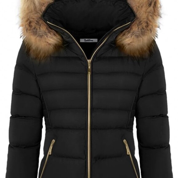 Women's Fur Hooded Thickened Jacket with Fleece Lining